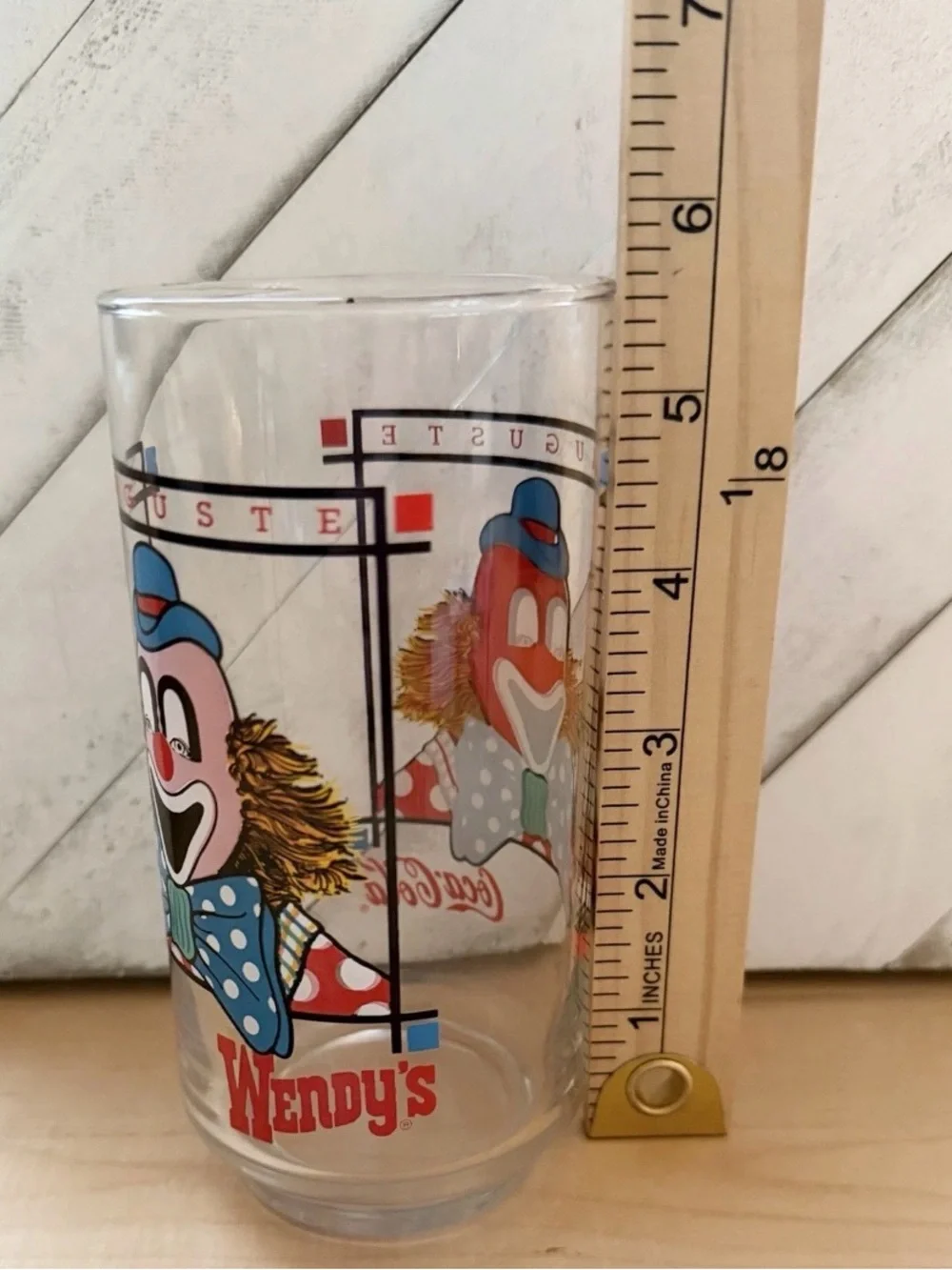 Vintage 1970s Wendys Coca Cola Clown Glass Auguste Rare Fast Food Promo Tumbler